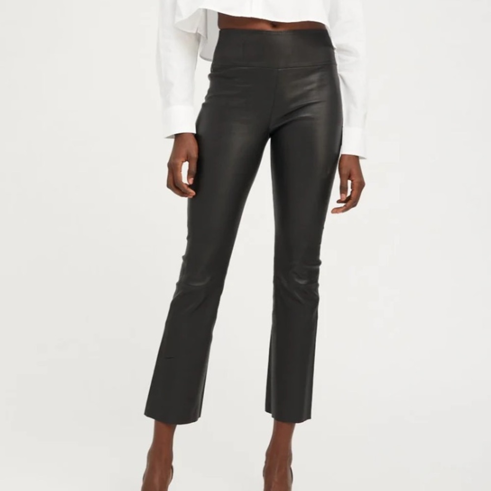 SPRWMN LEATHER ANKLE FLARE LEGGINGS